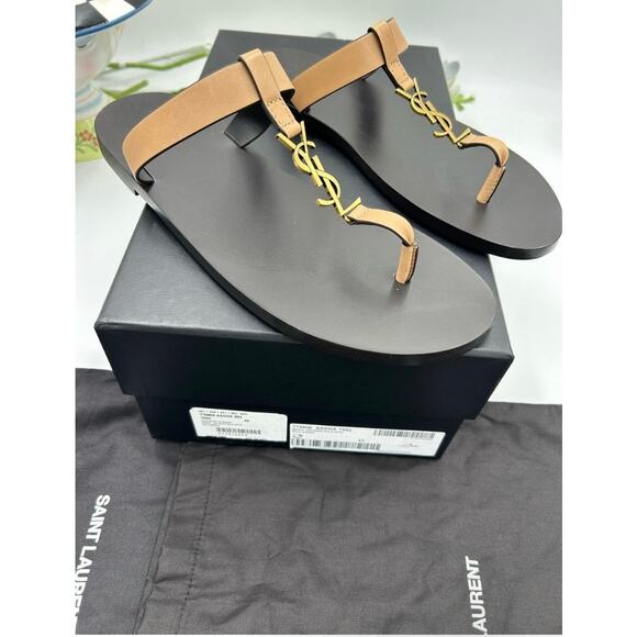 Men\'s Saint Laurent CASANDRE YSL logo thong sandals size 43 made in Italy main image 11